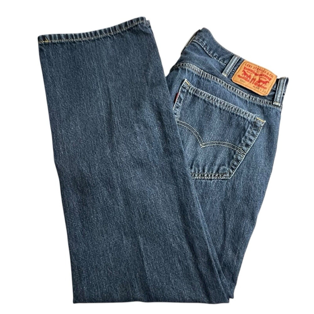 Levis Mens 38X30.5 Dark Wash 559 Relaxed Straight Fit Jeans (Tag Reads 38X34)‎